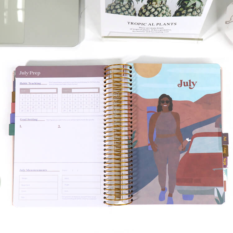 Spiral Fitness Planner Hardcover Journal Planner Custom Printing With Pocket