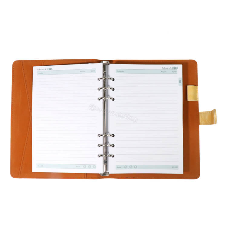 Custom Print Pu Leather Loose Leaf Planner Organizer A5 Binder Budget Planner Notebook with Cash Envelopes