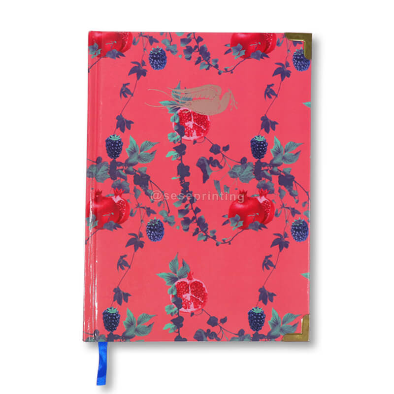 Custom Printing Hardcover Undated Journal Composition Notebook with Metal Corner