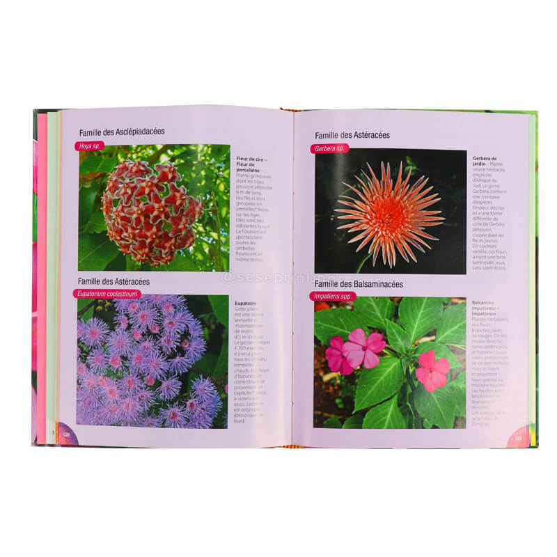 Custom Perfect Binding Educational Books Soft Cover Plantes and Fleurs Textbook Printing