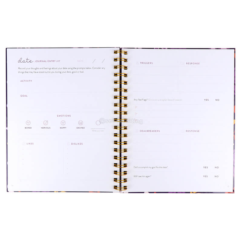 Custom Guided Journal Spiral Self Care Planner Notebook Printing