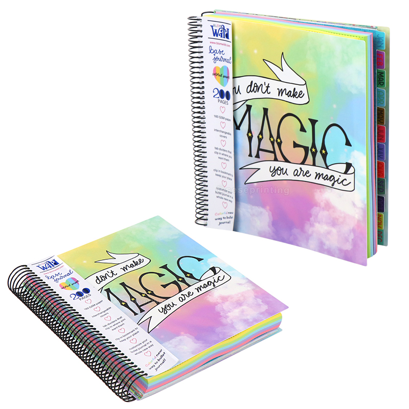 Custom PVC Cover Planner Printing Spiral Notebook Magic Journal