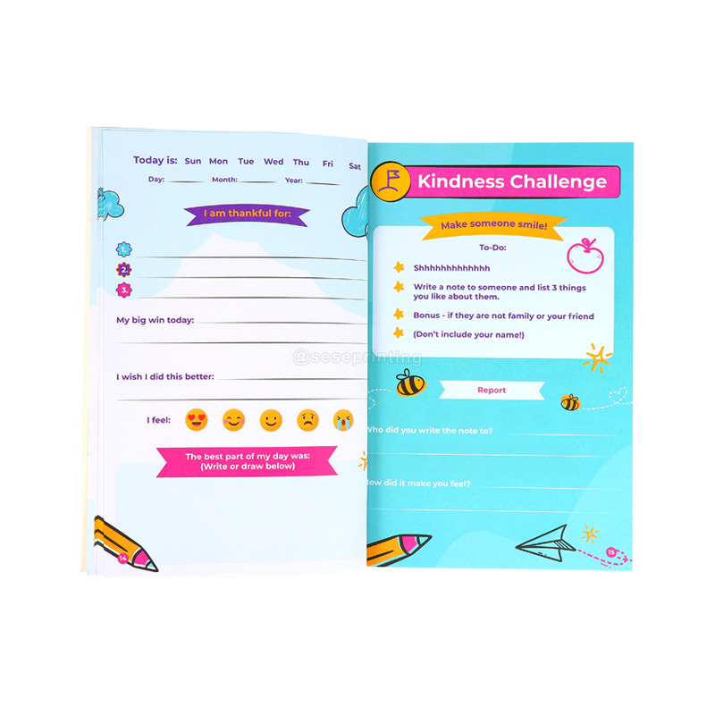 Custom Printing Paperback Gratitude and Kindness Journal for Kids