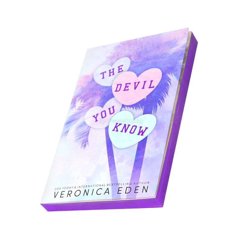 Purple Foiled Book Printing Paperback Sprayed Edges Book Publisher