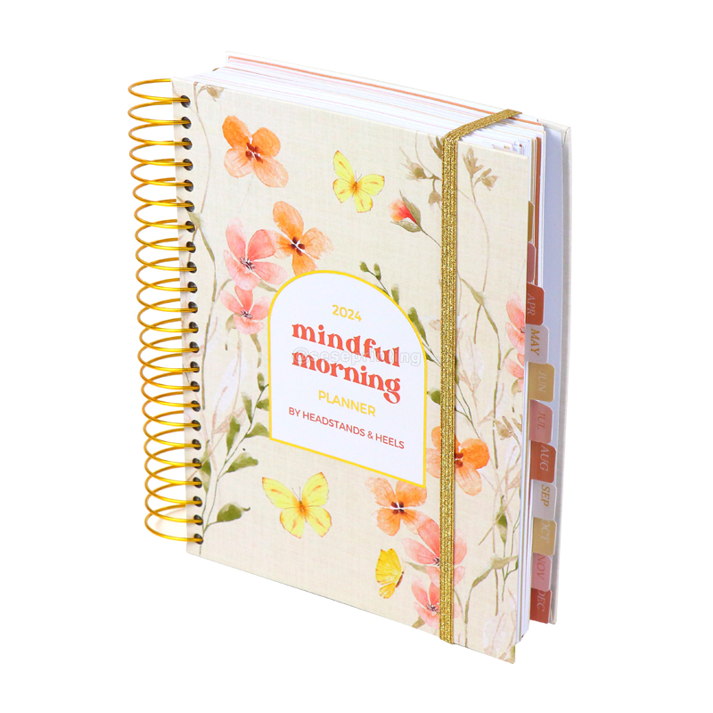 A5 Gold Spiral Mindful Morning Planner Printing Daily Journal