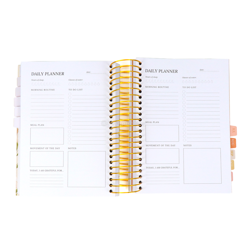 A5 Gold Spiral Mindful Morning Planner Printing Daily Journal