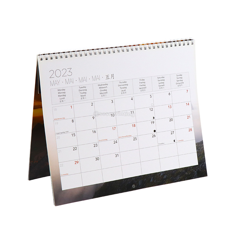 Double Sided Printing 2024 Calendar Custom Spiral Wall Calendar