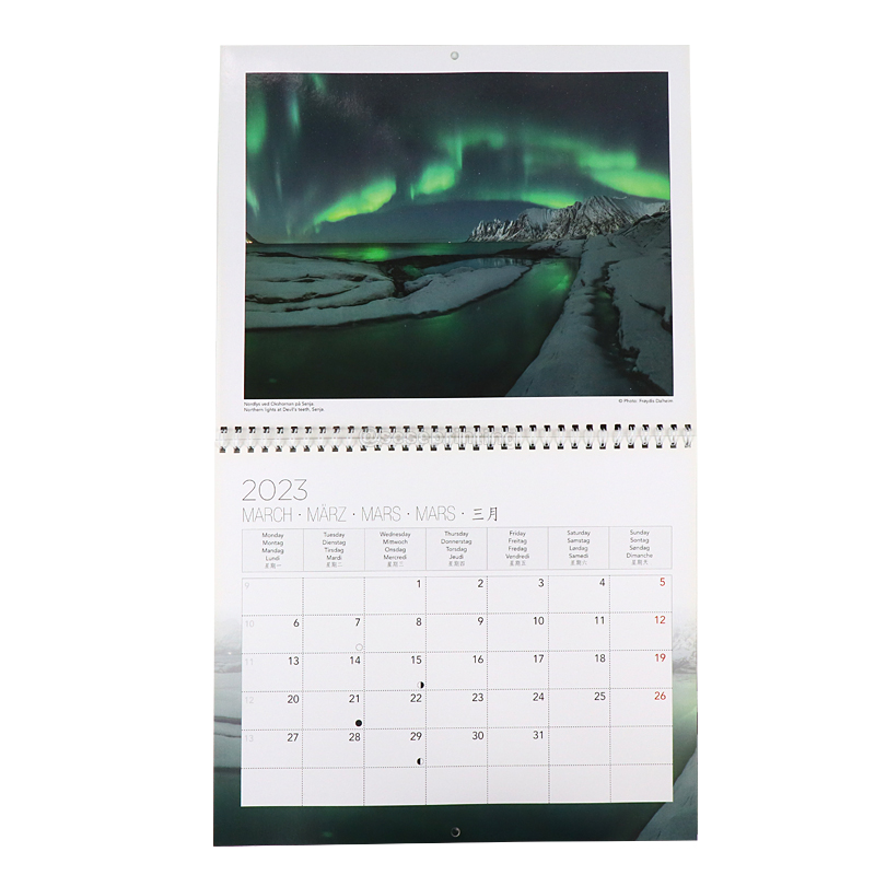 Double Sided Printing 2024 Calendar Custom Spiral Wall Calendar