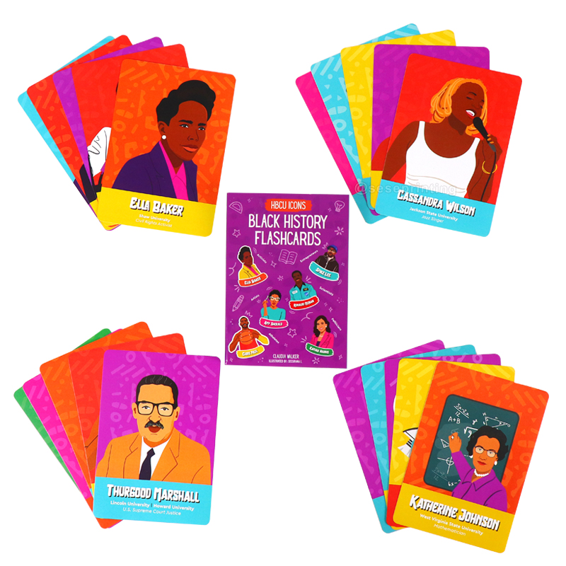 Custom Educational Card Game Printing Black History Flashcards