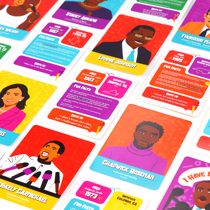 Custom Educational Card Game Printing Black History Flashcards