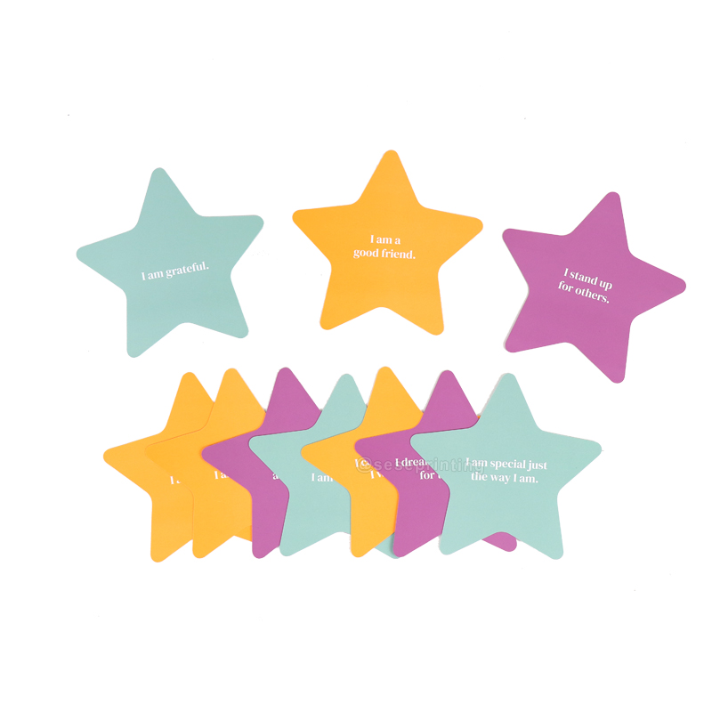 Affirmation Cards Printing Star Shape Waterproof Shower Game Card