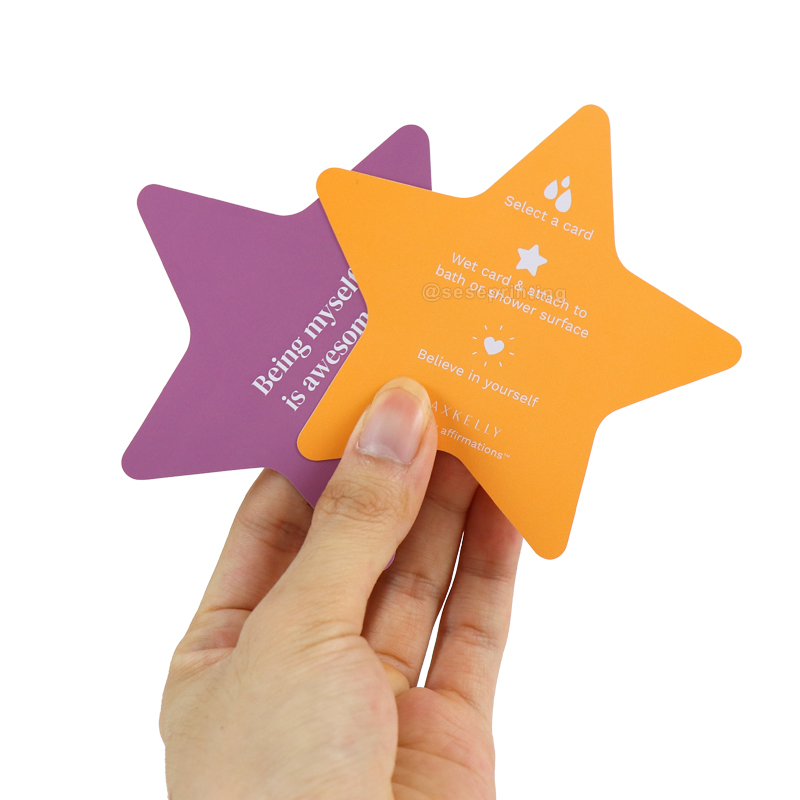 Affirmation Cards Printing Star Shape Waterproof Shower Game Card