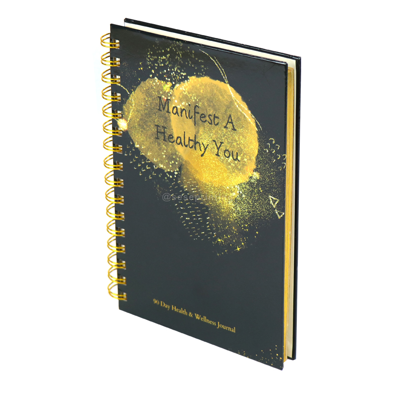 90 Day Health and Wellness Journal Notebook Printed with Gold Edges