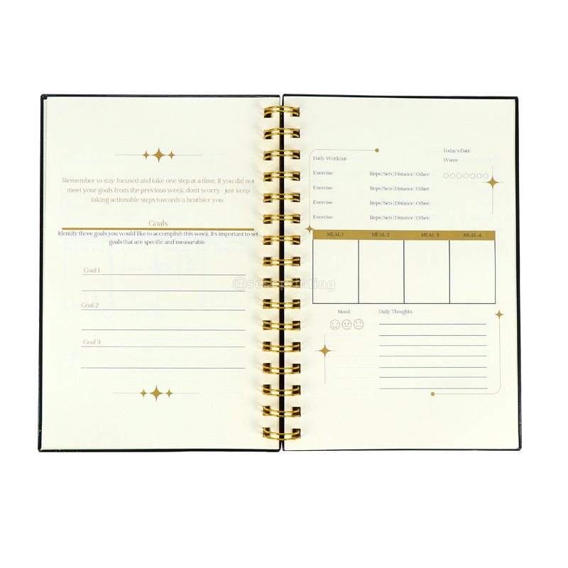 90 Day Health and Wellness Journal Notebook Printed with Gold Edges
