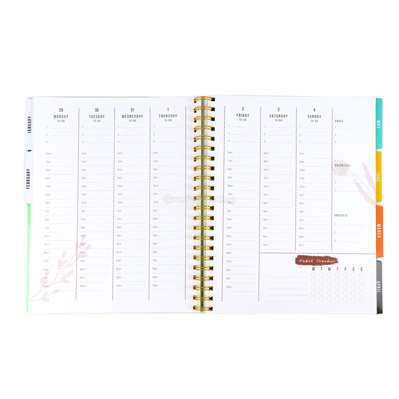 PVC Cover Journal Printed Spiral Student Planner with Stickers
