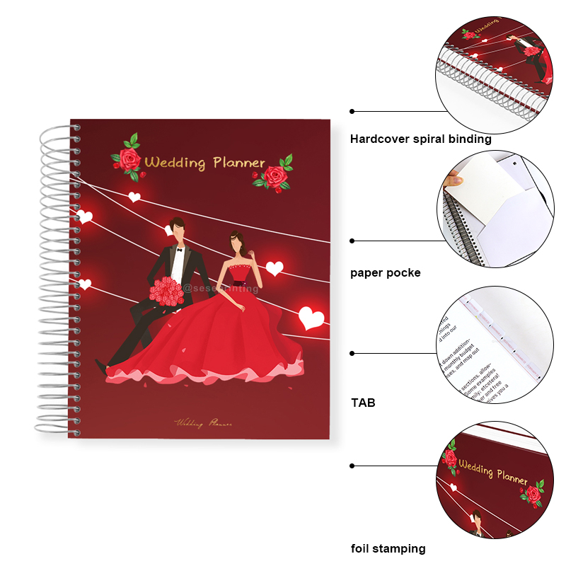 Custom Spiral Binding Wedding Planner Book and Organizer Printing