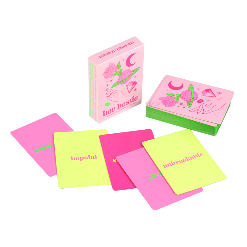 Custom 52 Positive Affirmation Card Deck Printing Sprayed Edges