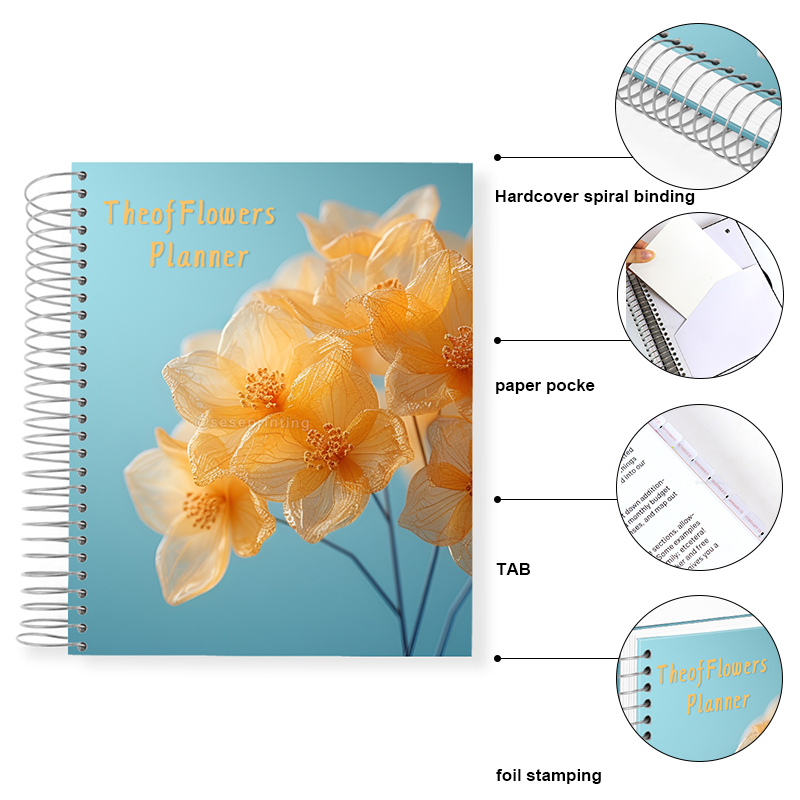 Diary Journal Printing Hardcover Spiral Notebook Weekly Planner