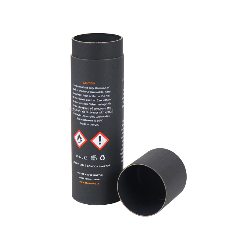 Black Cylinder Box Custom Printing Paper Tube Packaging for Perfume