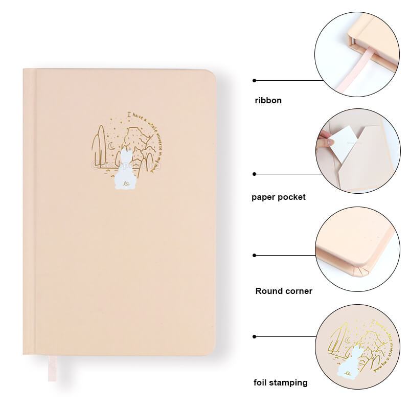 Custom Foil Stamping Hardcover Journal Printed with Sprayed Edges