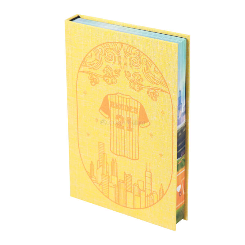 Linen Hardcover Book Printed with Sprayed Edges and Foiled End Pages