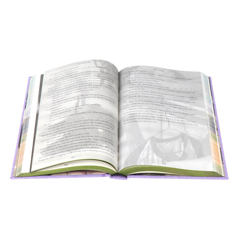 Linen Rigid Cover Book with Sprayed Edges and Printed Color End Papers