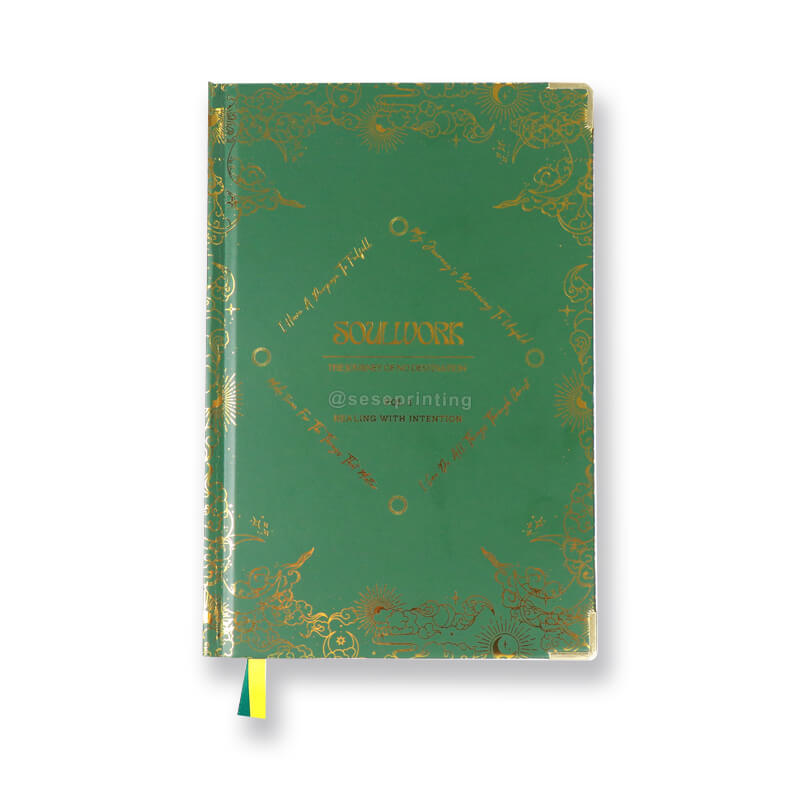 Foil Hardcover Daily Self Love Journal with Ribbon and Golden Corner