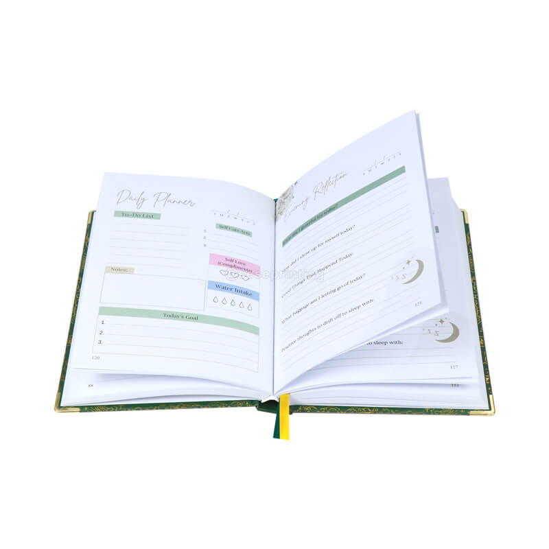 Foil Hardcover Daily Self Love Journal with Ribbon and Golden Corner