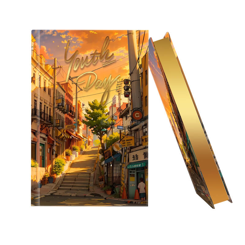 Custom Hardcover Book with Gold Foil Stamping Cover and Sprayed Edges