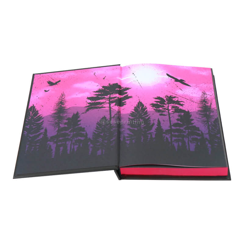 Foil Stamping Hardcover Book with Sprayed Edges and Printed Colored End Papers