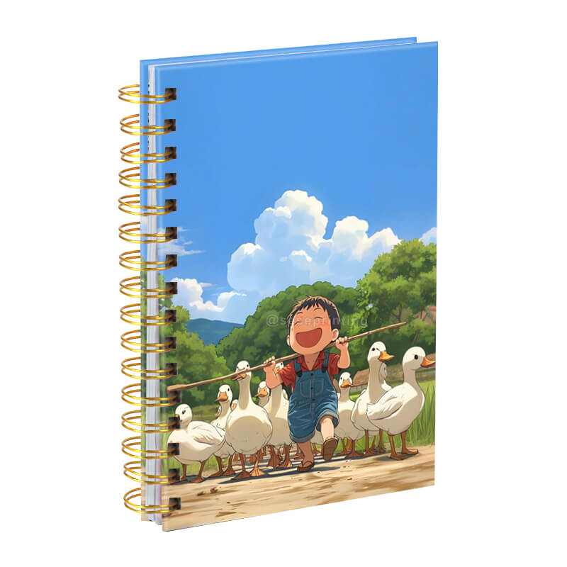 Gold Double Coil Bound Journal Printed Notebook with Custom Pages