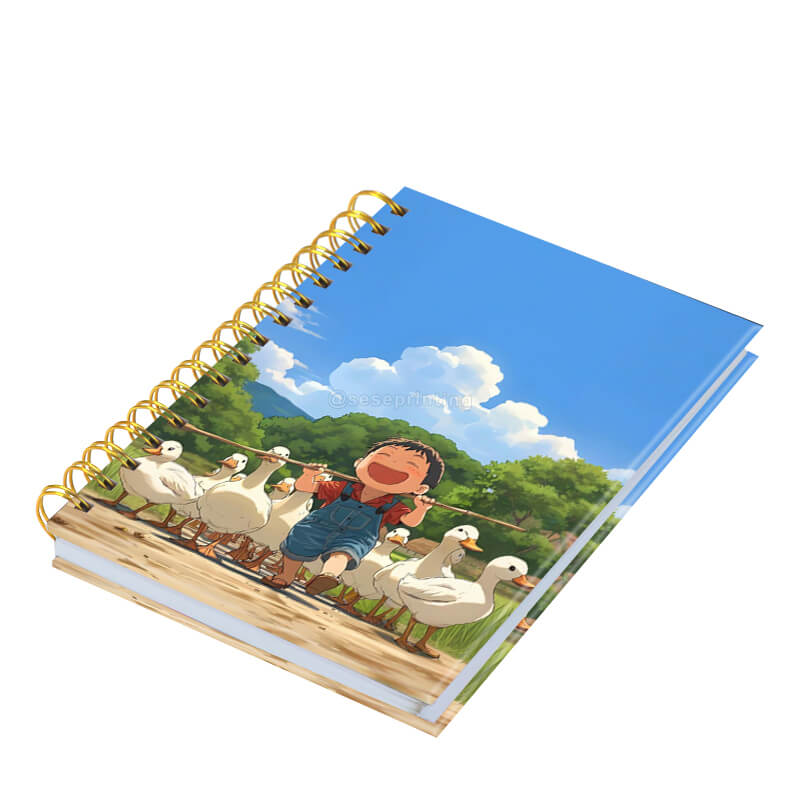 Gold Double Coil Bound Journal Printed Notebook with Custom Pages