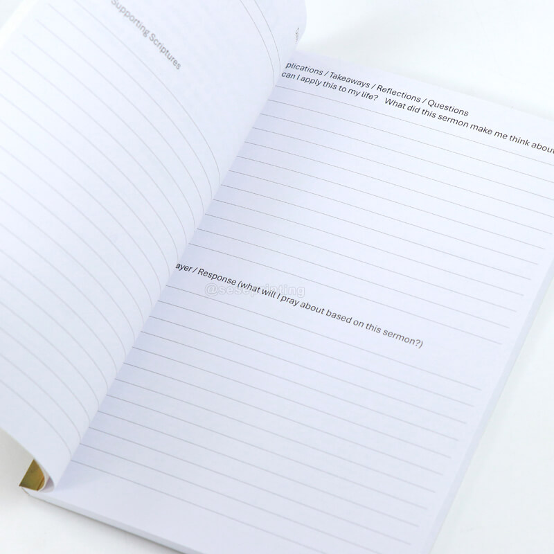 Paperback Reflection Journal Custom Printing Sermon Notebook