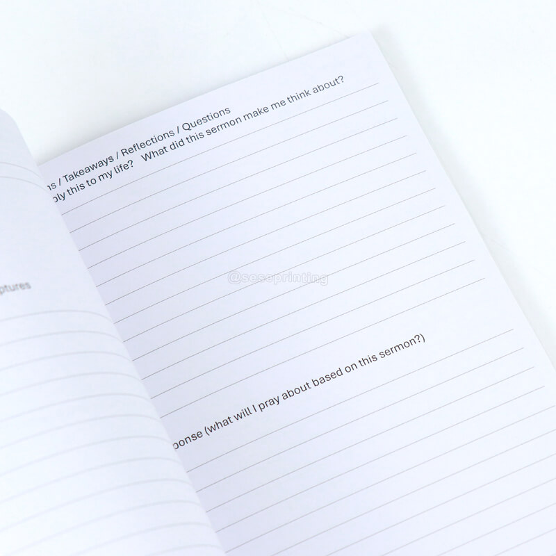 Paperback Reflection Journal Custom Printing Sermon Notebook