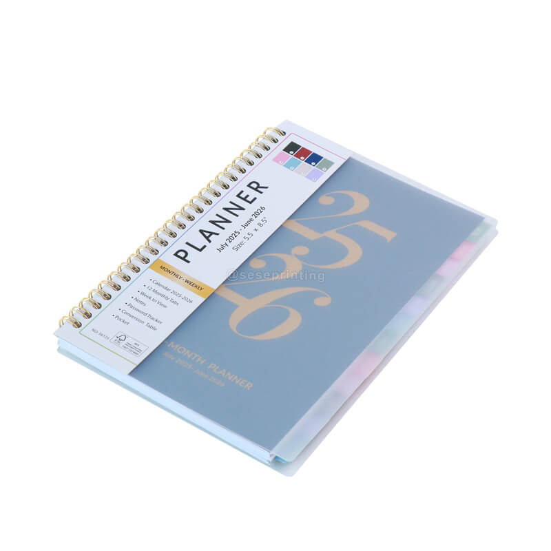 Custom Calendar 2025-2026 Spiral PVC Cover Monthly Weekly Planner