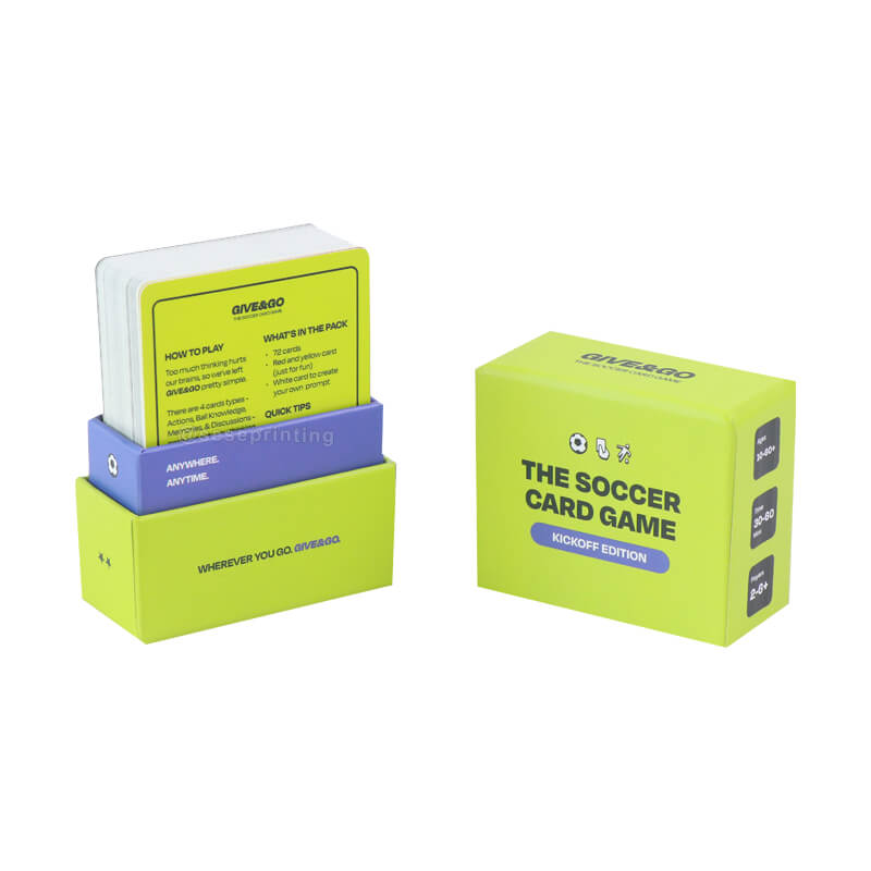 Fully Designed Front and Back Soccer Card Game Printed with Custom Box