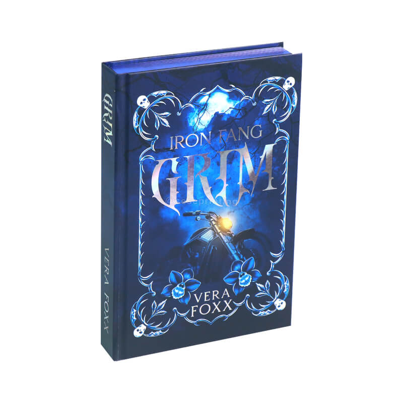 Hardcover with Blue Sprayed Edges, Foil on Cover and Endpapers