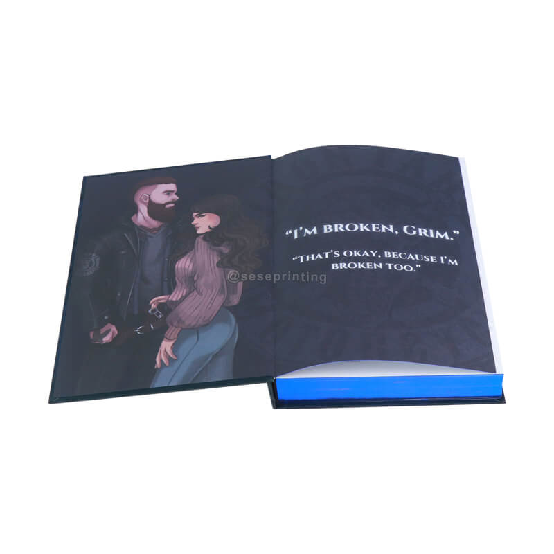 Hardcover with Blue Sprayed Edges, Foil on Cover and Endpapers