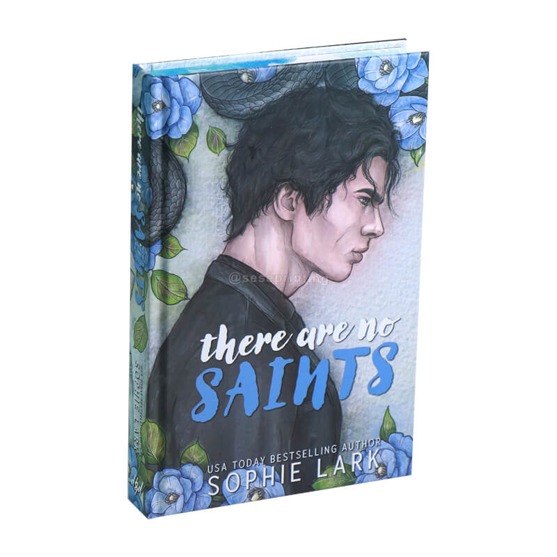Matte Hardcover with a Few Colored Illustration Pages, Spot UV, Front Endpapers and Sprayed Edges