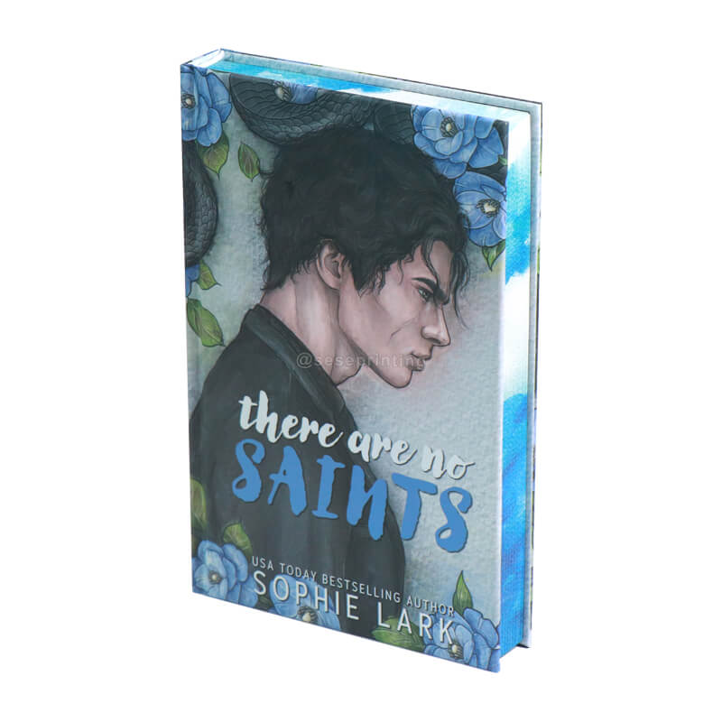 Matte Hardcover with a Few Colored Illustration Pages, Spot UV, Front Endpapers and Sprayed Edges