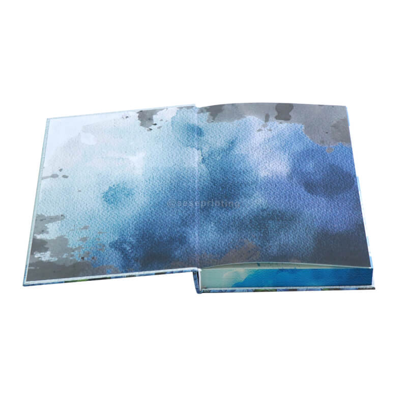 Matte Hardcover with a Few Colored Illustration Pages, Spot UV, Front Endpapers and Sprayed Edges