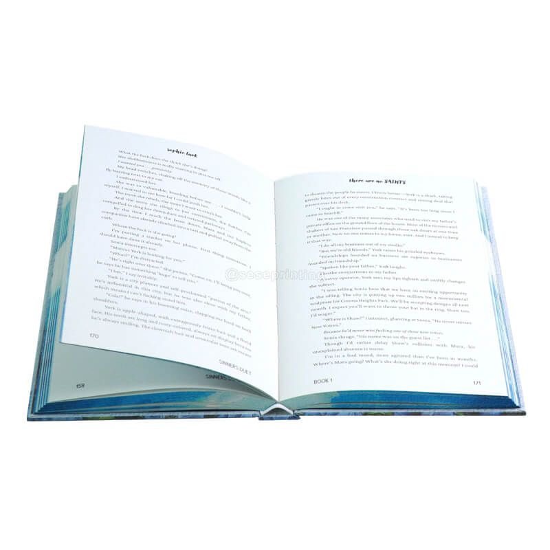 Matte Hardcover with a Few Colored Illustration Pages, Spot UV, Front Endpapers and Sprayed Edges