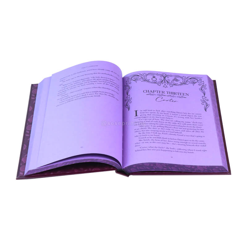 Sprayed Edge Hardback Books with Silver Foil Cover, Colored Papers, And Custom End Pages