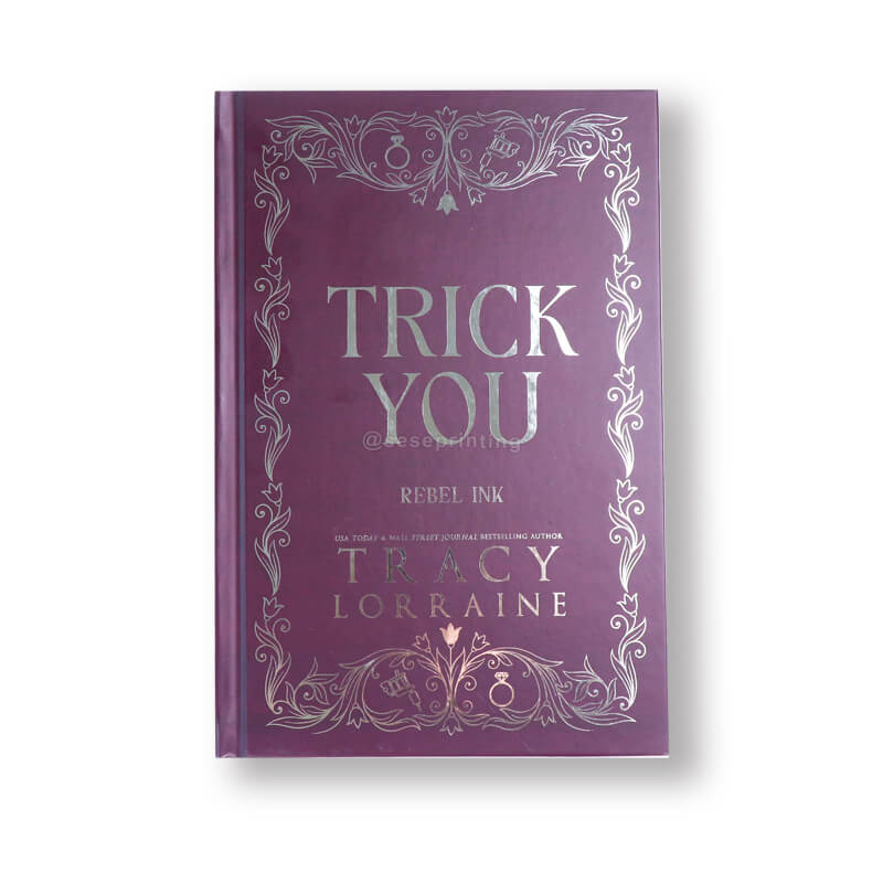 Sprayed Edge Hardback Books with Silver Foil Cover, Colored Papers, And Custom End Pages