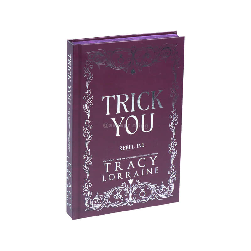Sprayed Edge Hardback Books with Silver Foil Cover, Colored Papers, And Custom End Pages