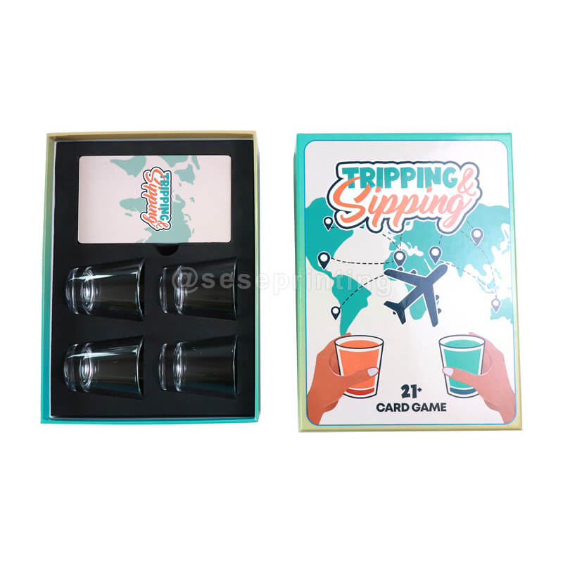 Custom Made Drinking Card Adult Card Games with 4 Shot Glasses