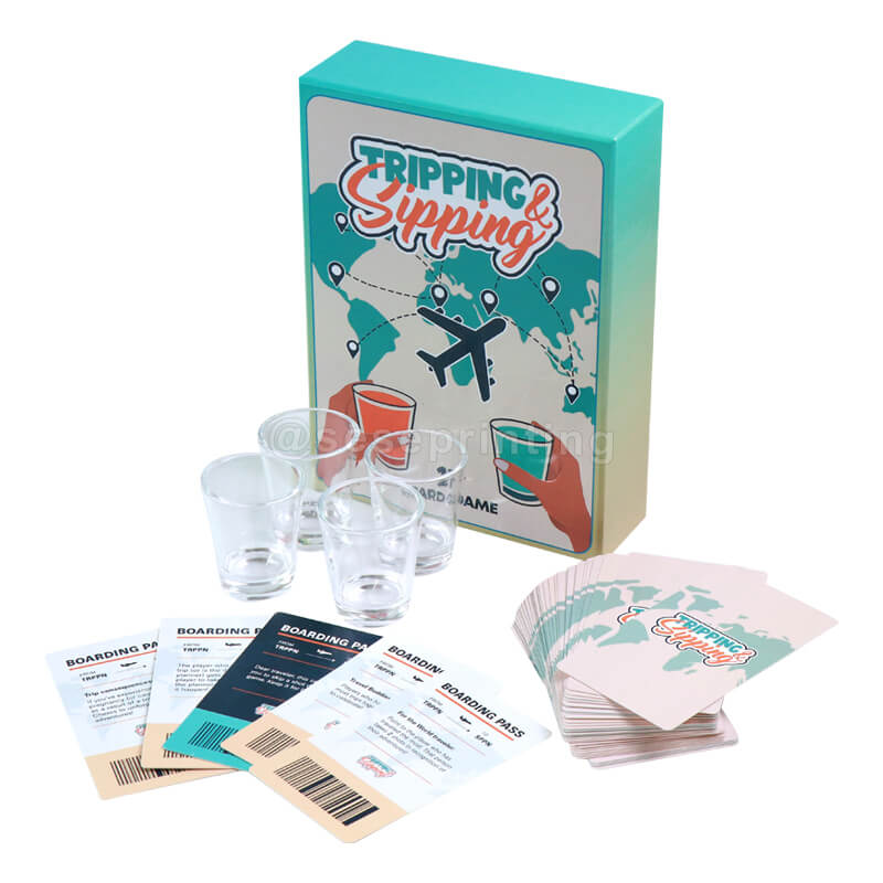 Custom 21 Front and Back Drinking Card Games for Adults with Boxes and Glasses