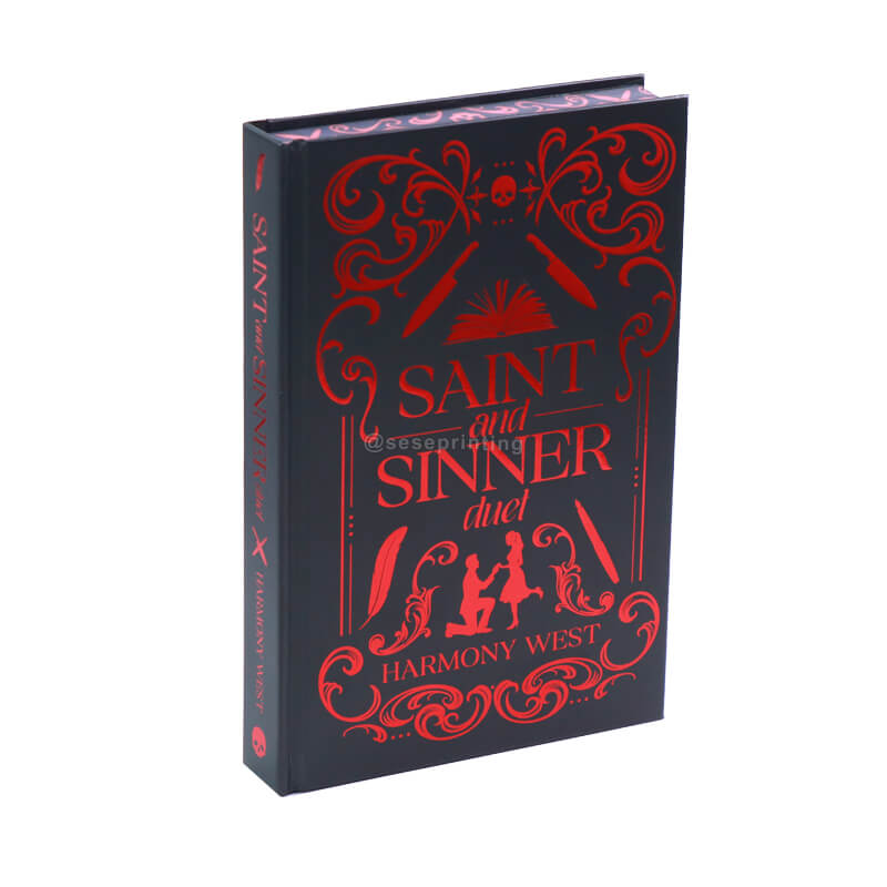 Black and White Interior Fiction with Foiled Hardcase, Color End Pages, Custom Sprayed Edges