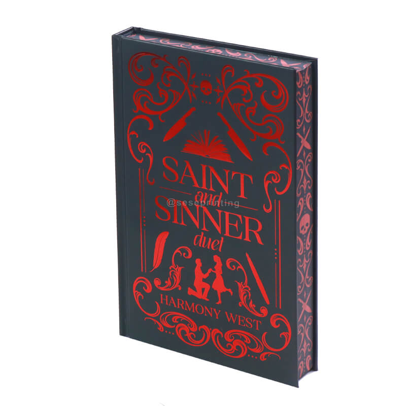 Black and White Interior Fiction with Foiled Hardcase, Color End Pages, Custom Sprayed Edges