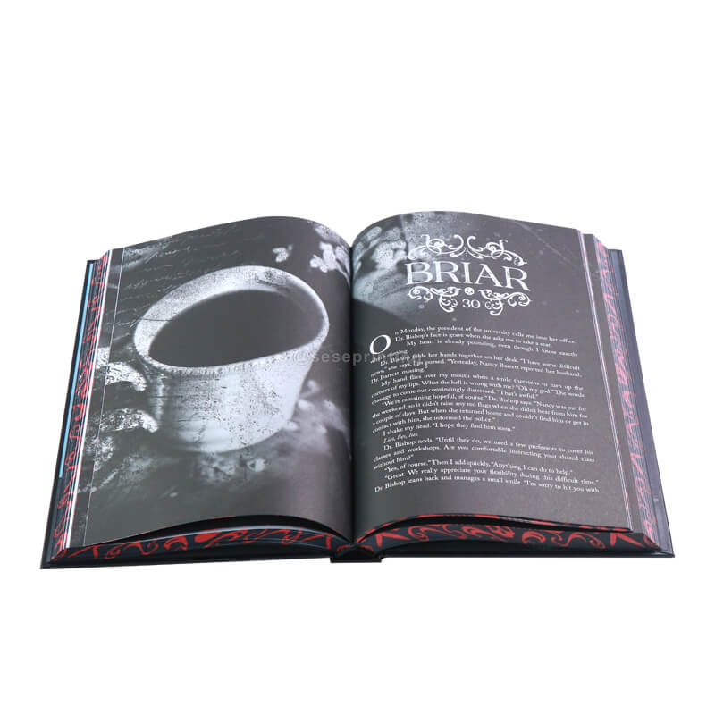 Black and White Interior Fiction with Foiled Hardcase, Color End Pages, Custom Sprayed Edges